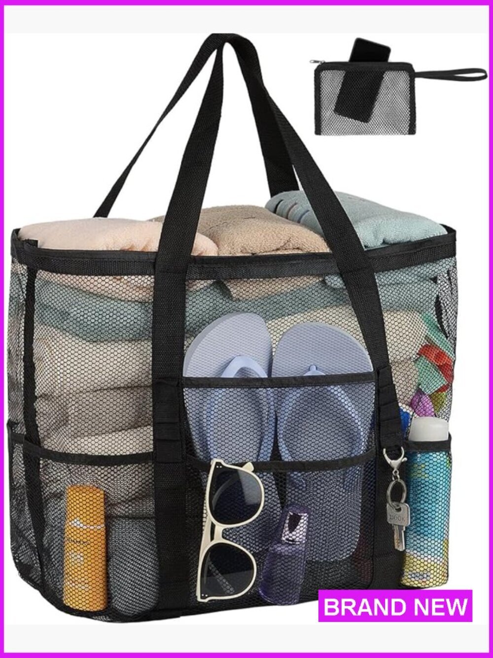 Large Mesh Beach Tote Pool Bag Vacation Essentials Travel Tote 50L